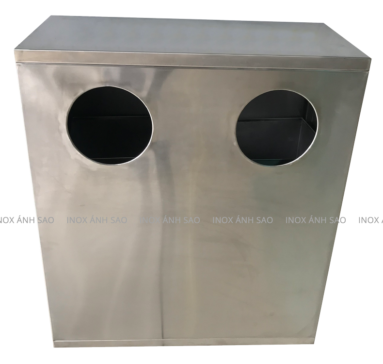 THÙNG RÁC INOX HAI NGĂN