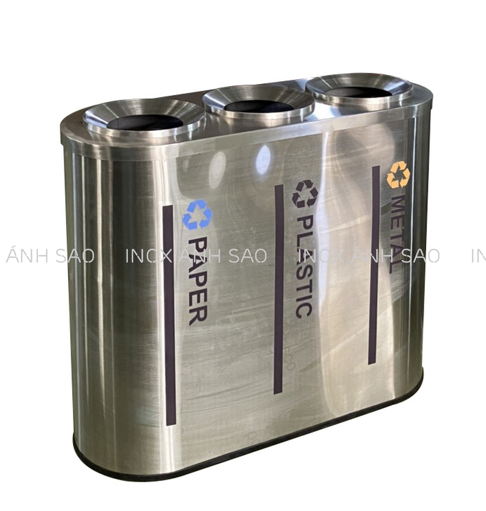 THÙNG RÁC INOX 3 NGĂN 751